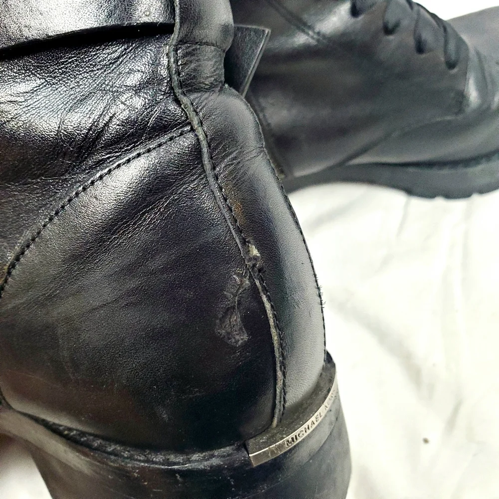 Michael‎ Kors Ryder Black Leather Ankle Boot With Buckle